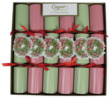 Caspari Ribbon Stripe Wreath Christmas Cracker-12 Inch Long/6